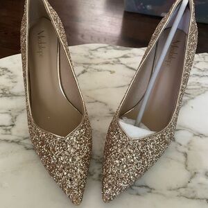 Modatope  gold Blingy heels NWOB 9.5